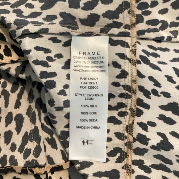 FRAME Leopard Print Silk Peplum Blouse Size S - Picture 7 of 7